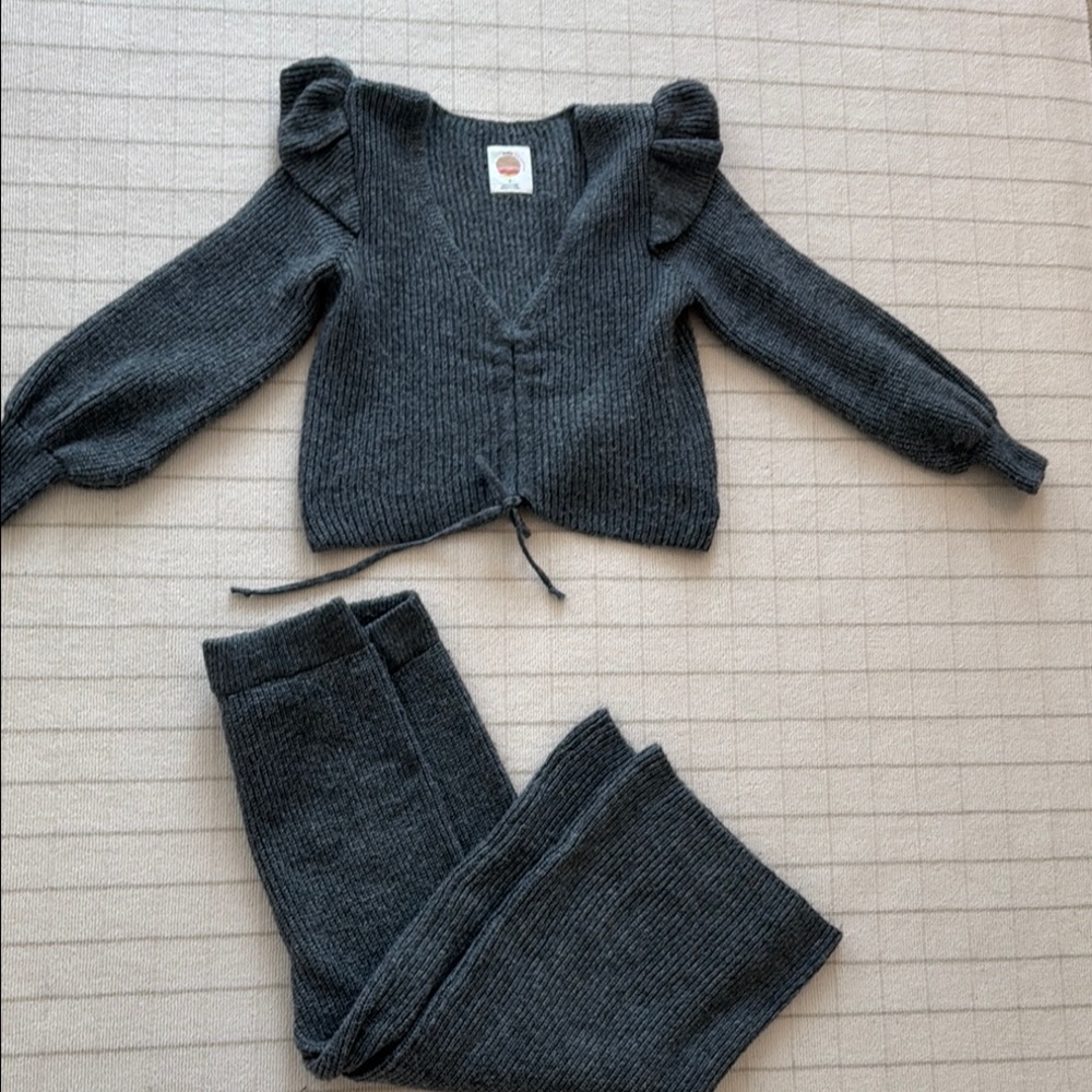 Grey Knit Sweater and Pants Set